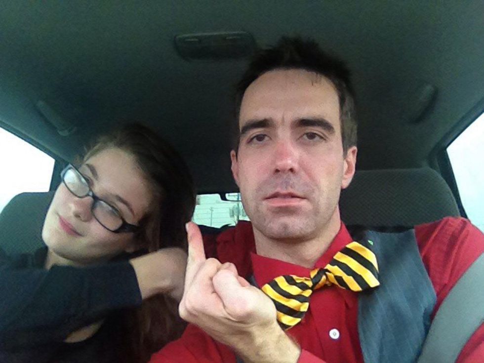 Hailey and Michael Brent Sewell in car shooting bird June 201