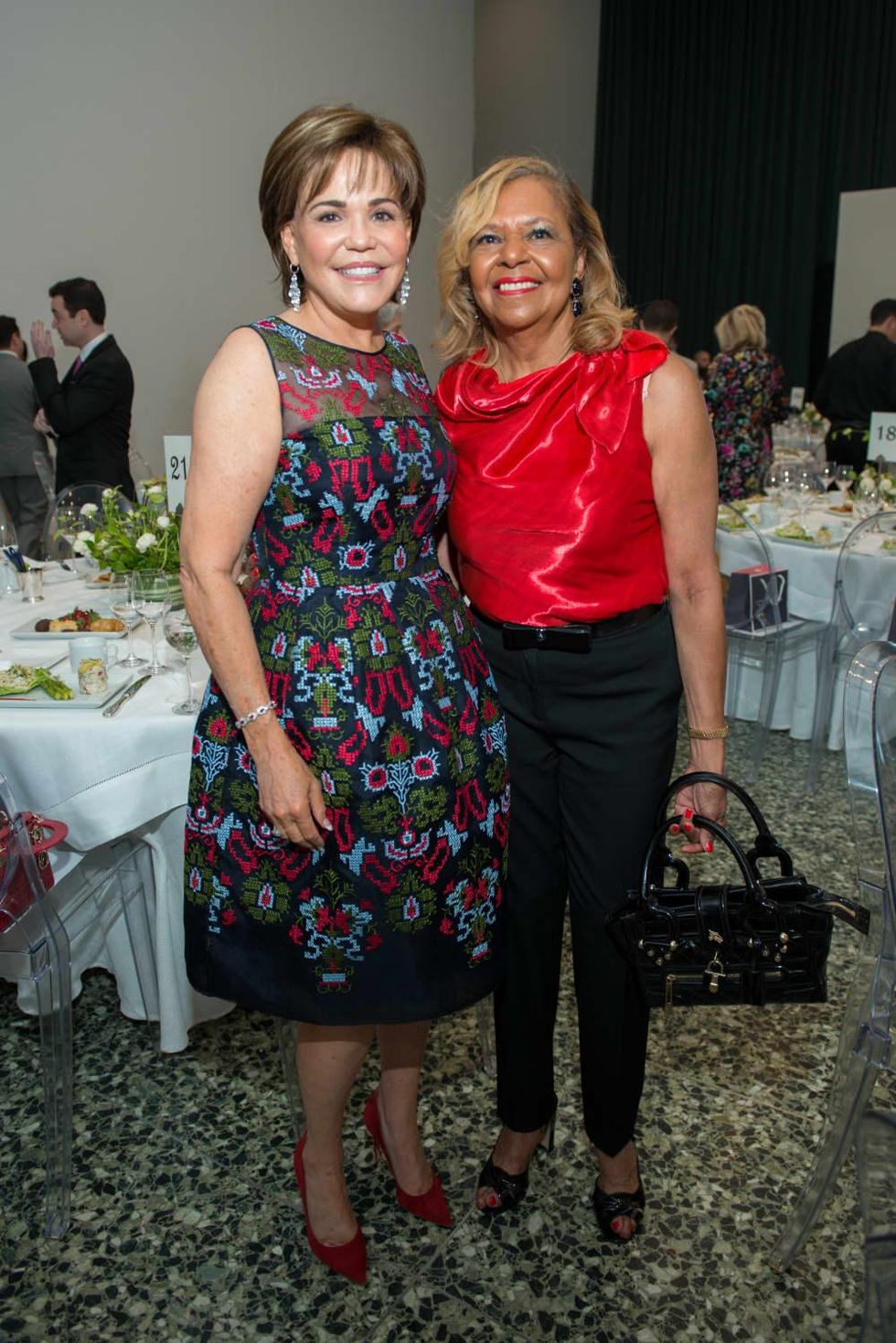 Hallie Vanderhider, Yvonne Cormier at Oscar de la Renta fashion show at MFAH