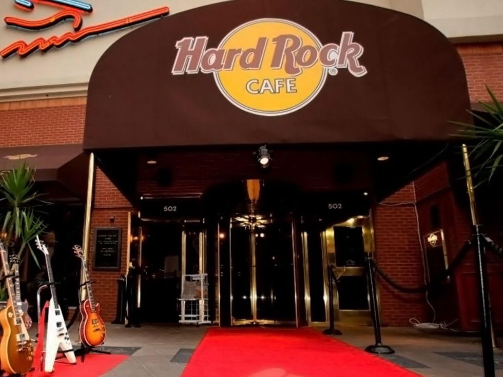 Hard Rock Cafe Houston entrance with red carpet