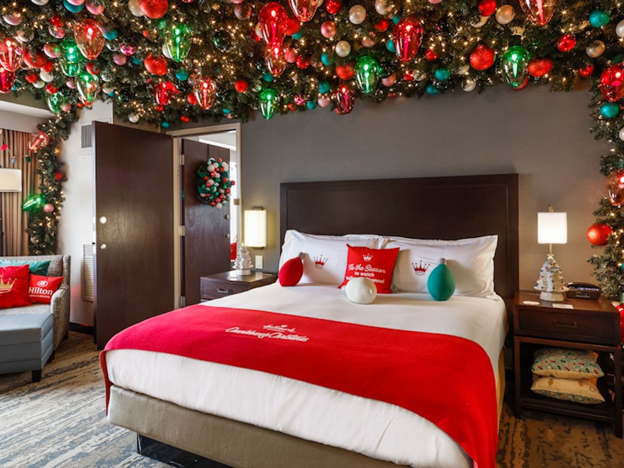 "Haul Out the Holly" suite at the Hilton-Americas Houston.