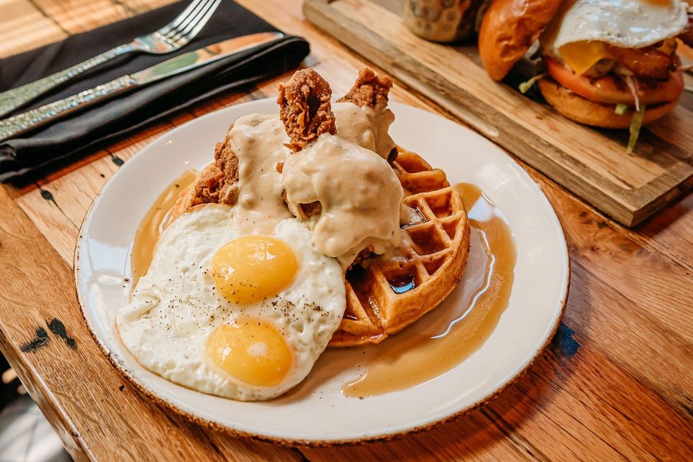 Haywire chicken and waffles