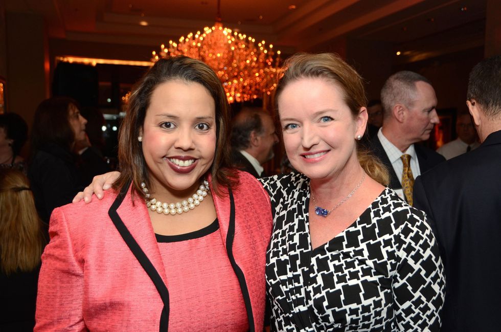 Heather Browne, left, and Katherine Cabaniss at the Children at Risk luncheon October 2014