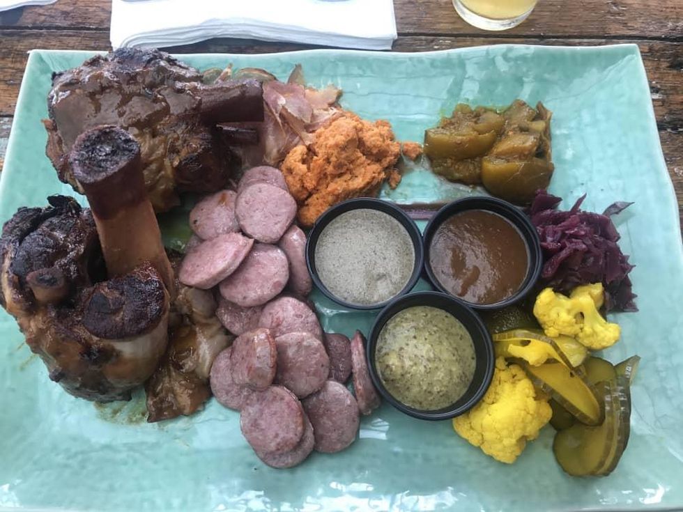Heights Bier Garten pork shank platter