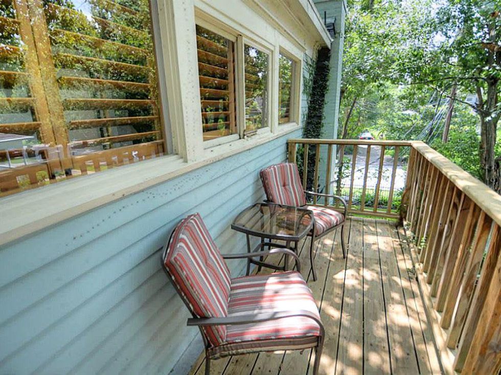 Heights house for sale September 2013 405 Woodland St. shaded balcony off upstairs master suite