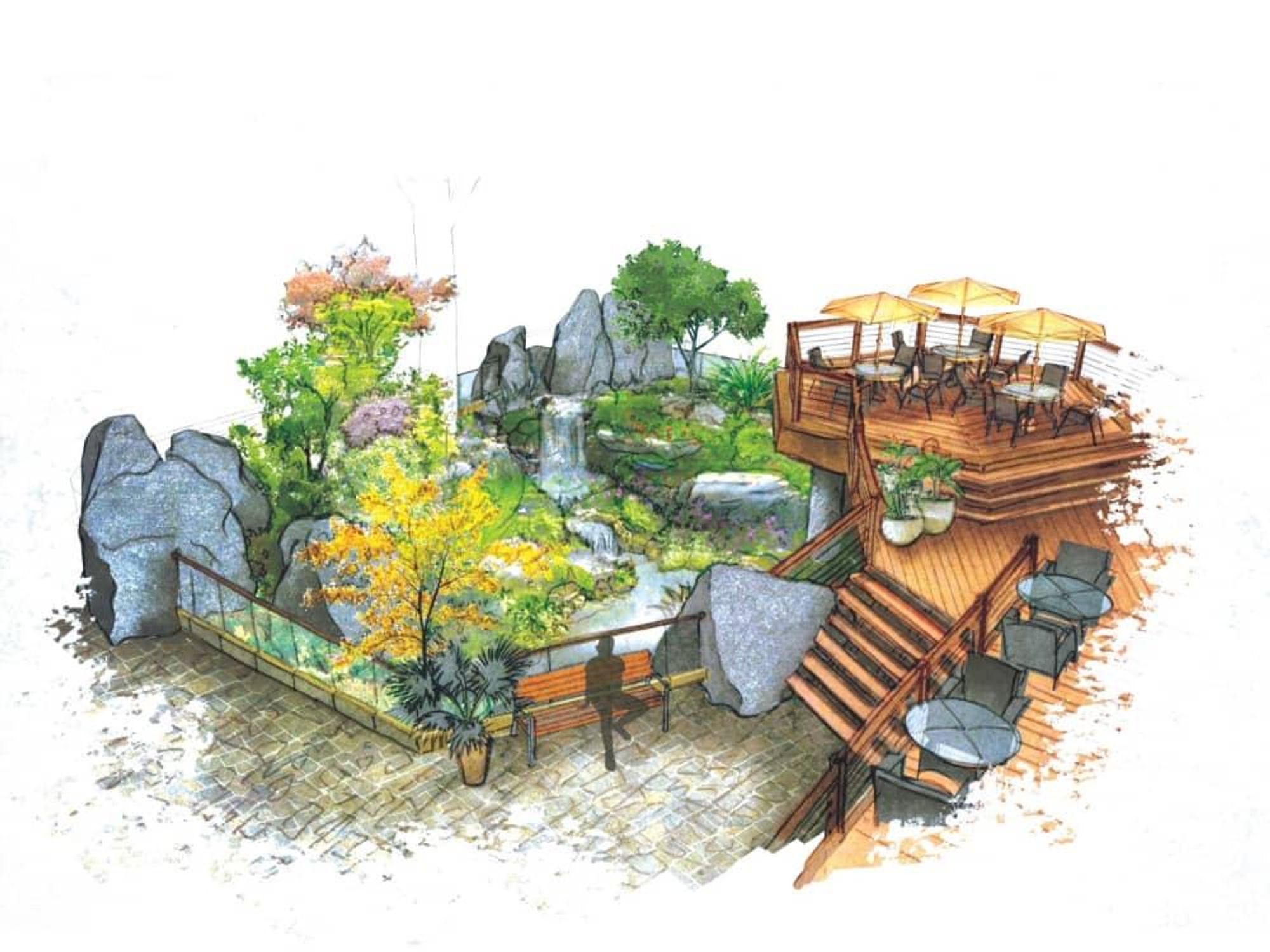 Heights Village development sunken garden drawing