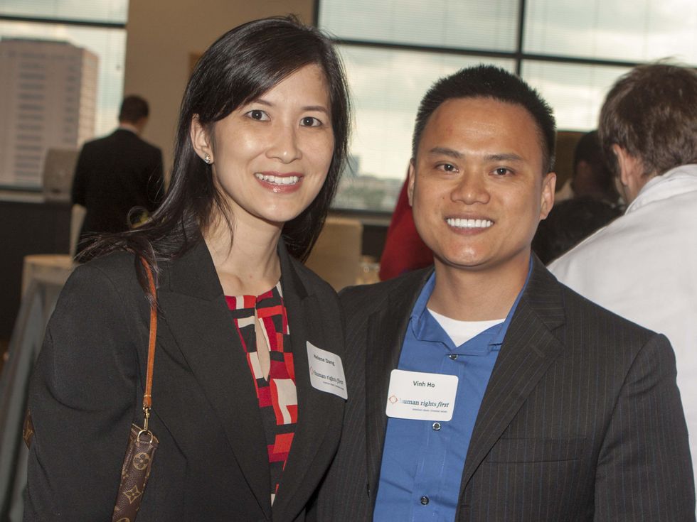 Helen Dang (Asian American Bar Association) and Vinh Ho (Boat People SOS) at Human Rights First office launch