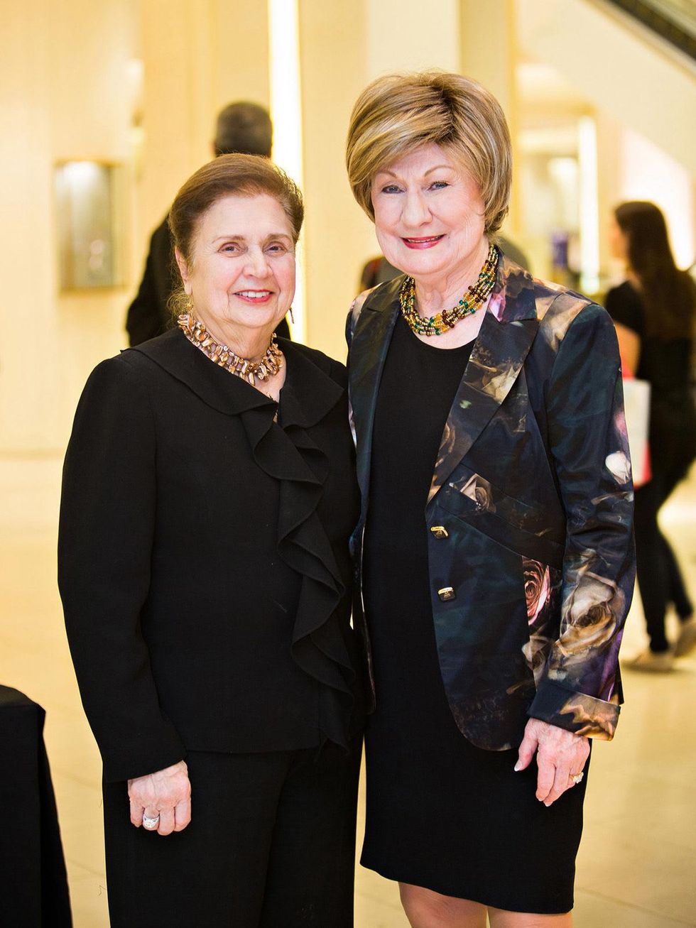 Helen Shaffer, left, and Cora Sue Mach at the Houston Symphony Retrospective Exhibit event March 2014