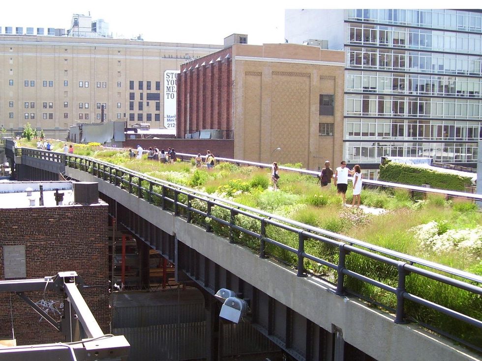 High Line elevated park in New York City aerial garden