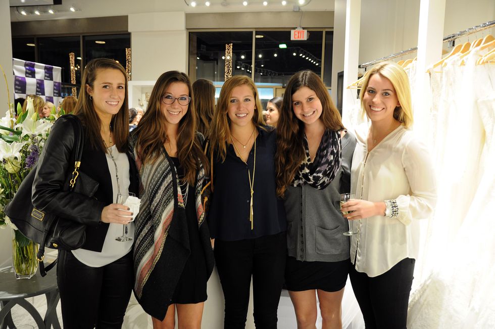 Hilary Mundinger, from left, Hannah Lockwood, Margaret Schuster, Jacky Meacham and Lesley Arbuckle at the What We Wear Where Mobile App party December 2013