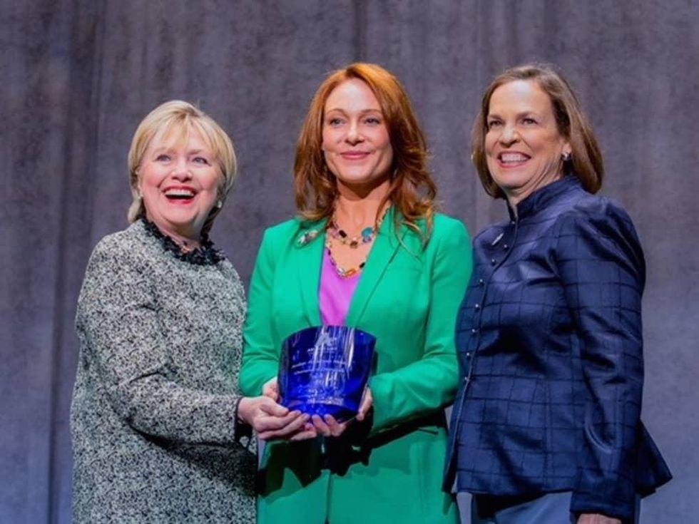 Hillary Clinton, Amber Anderson Mostyn, Patsy Woods Martin at Annie's List luncheon