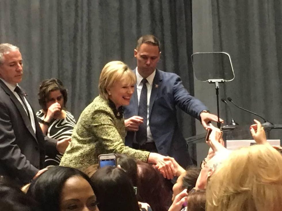 Hillary Clinton greets crowd at Annie's List luncheon