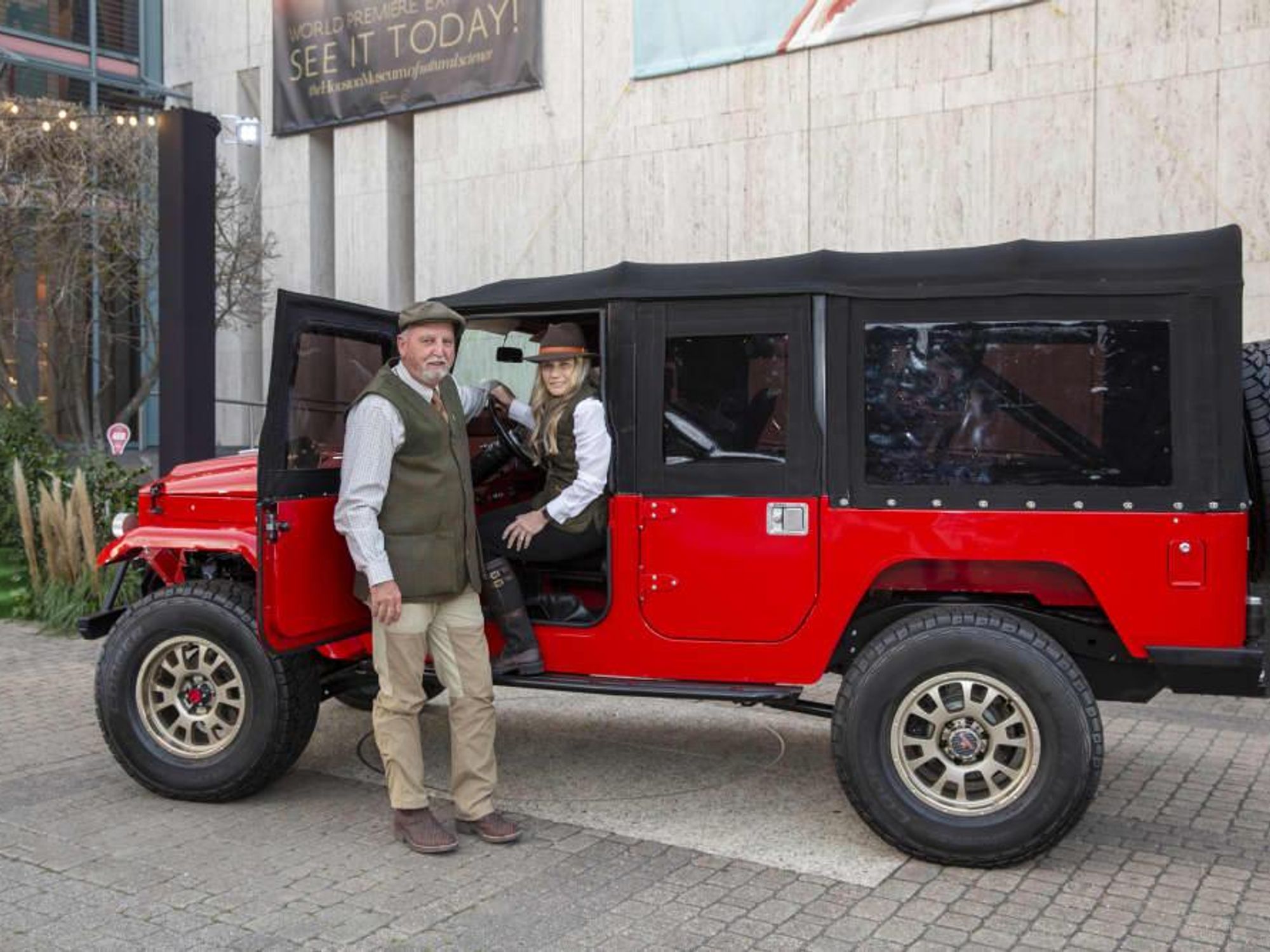 HMNS Great Outdoors Gala 2022 Russell and Glenda Gordy and Red FJ Cruiser