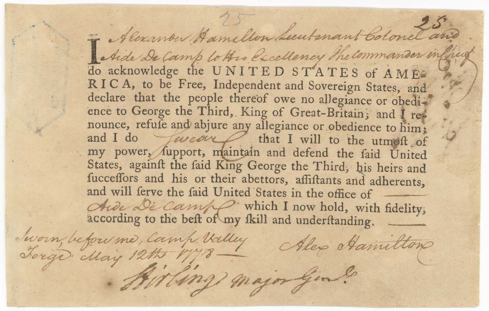 HMNS presents \u201cFreedom Plane National Tour: Documents That Forged a Nation\u201d (Alexander Hamilton Oath of Allegiance)