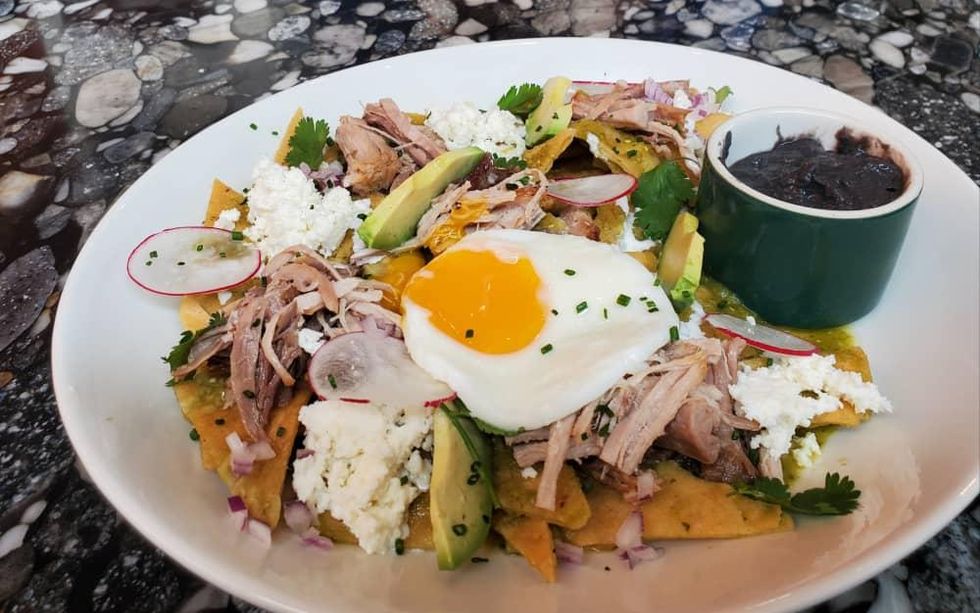 Homestead chilaquiles with carnitas