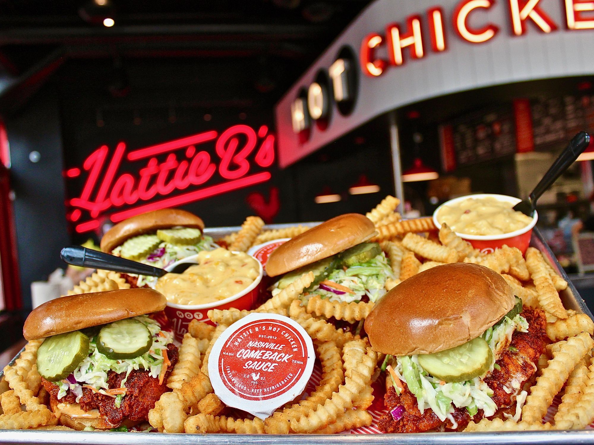 Hot chicken and fries by Hattie B's, coming to Austin.
