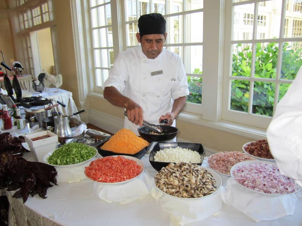 Hotel Galvez Sunday brunch omelet station
