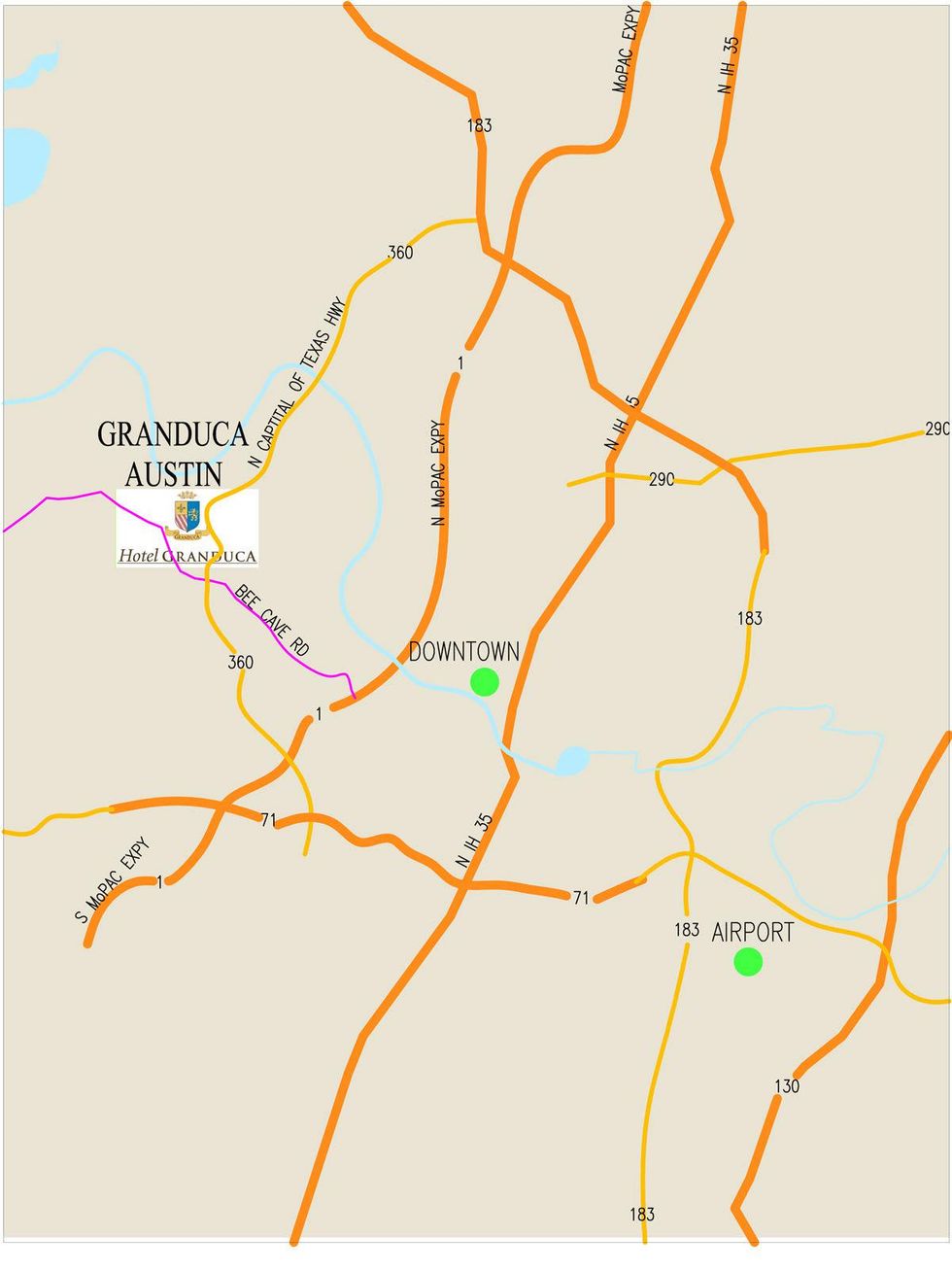 Hotel Granduca Austin April 2014 map