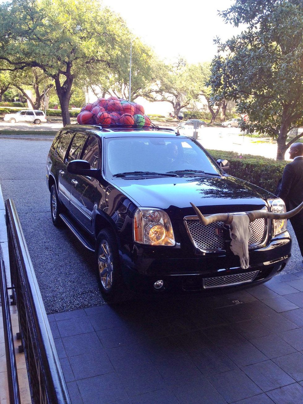 Hotel ZaZa, car, basketballs, longhorn