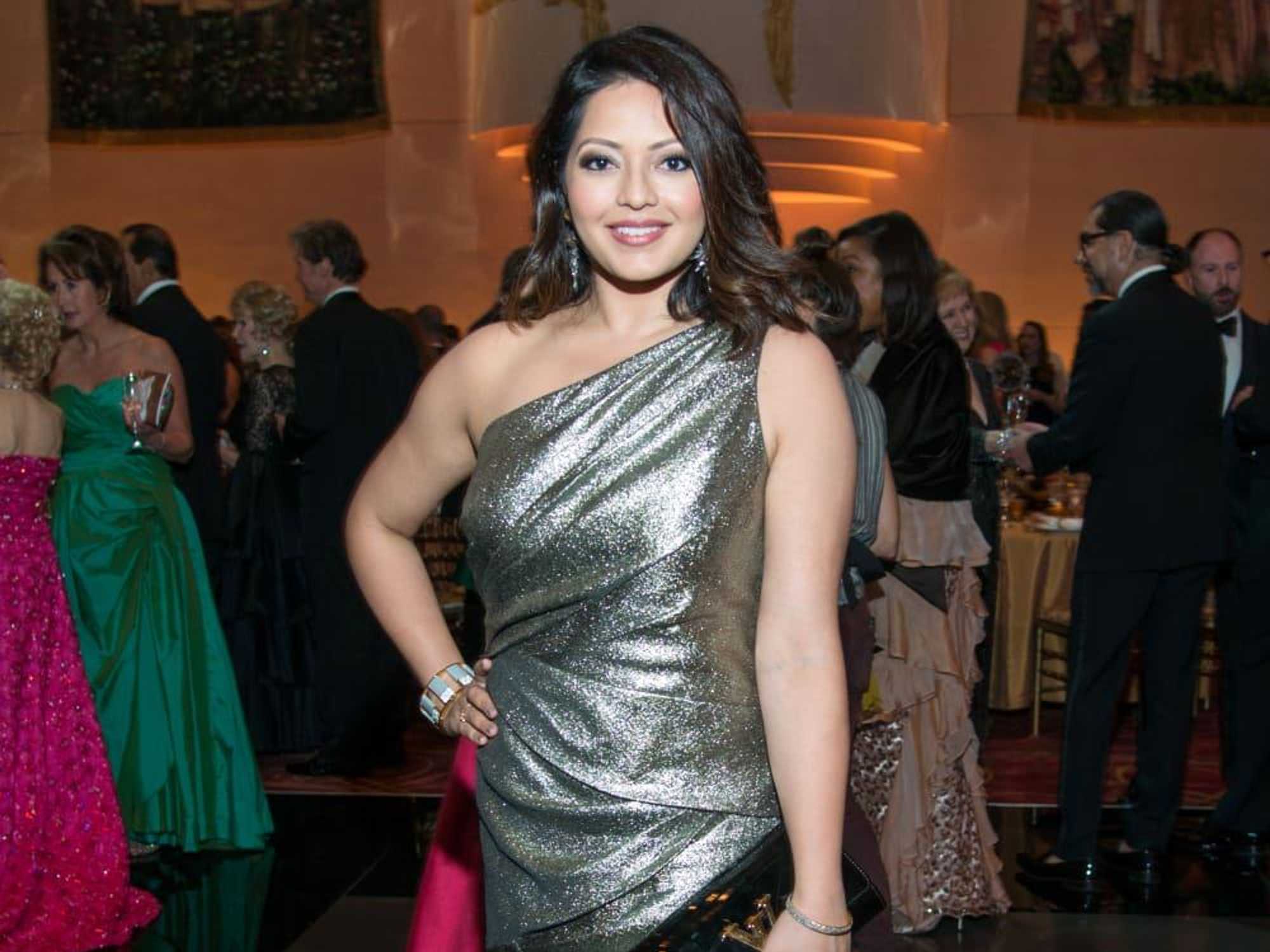 Houston, Ballet Ball gowns, Feb 2017, Rekha Muddaraj in Carmen Marc Valvo