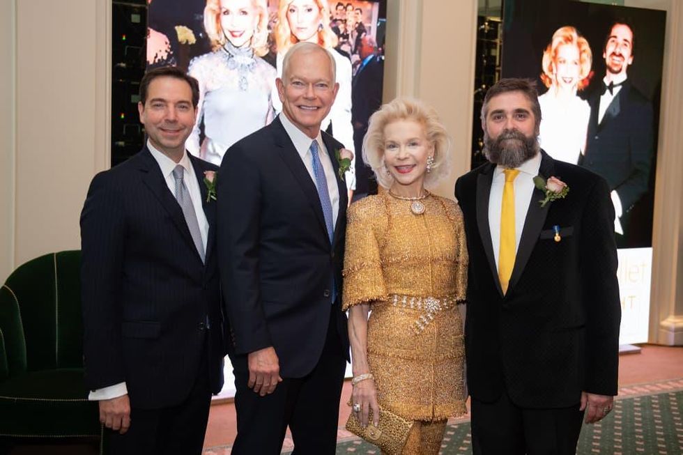 Houston Ballet Onstage Dinner Jim Nelson, Jesse (Jay) H. Jones II, Lynn Wyatt, Stanton Welch AM; Photo by Wilson Parish