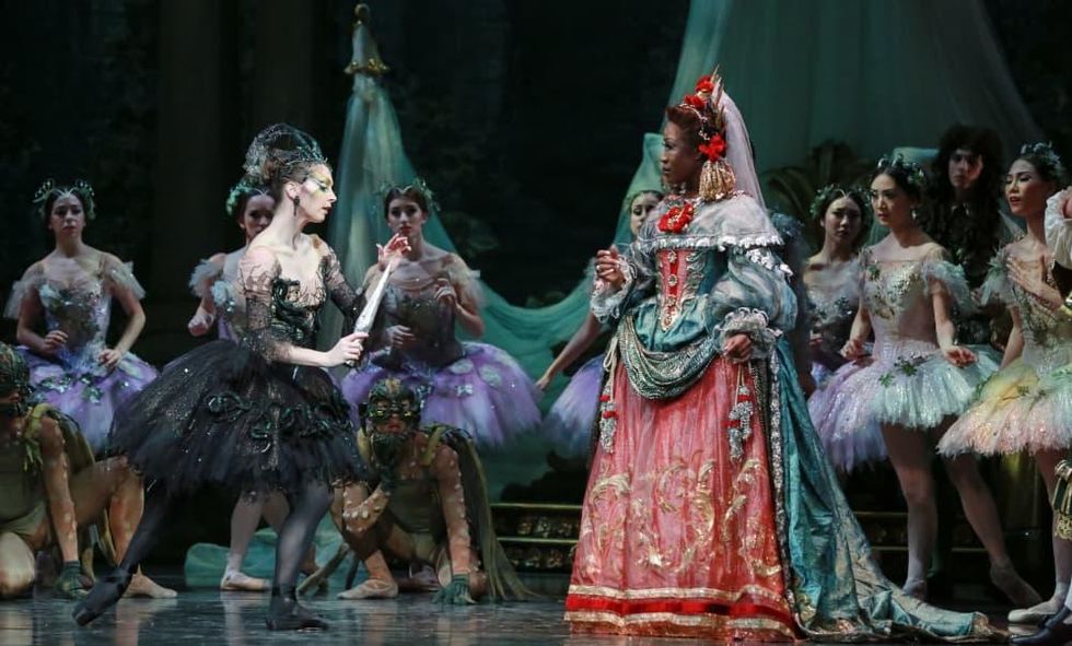 Houston Ballet principal Melody Mennite as Carabosse and former dancer Lauren Anderson as The Queen in Ben Stevenson\u2019s The Sleeping Beauty