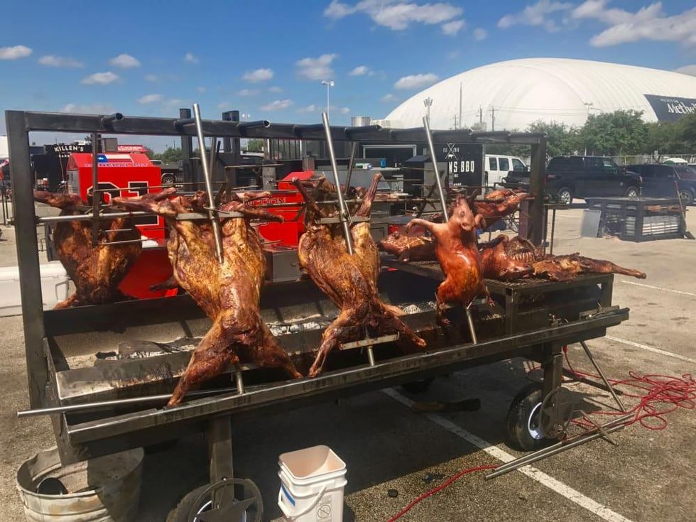 Houston Barbecue Festival pit room cabrito