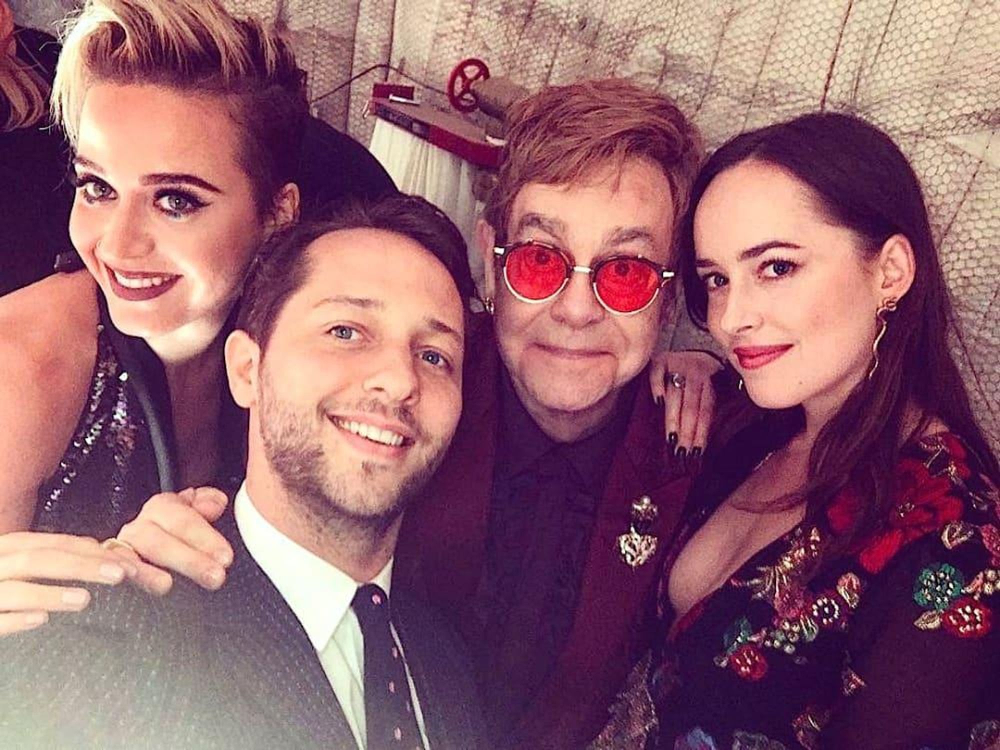 Houston, Elton John 70th birthday party, Katy Perry, Derek Blasberg, Elton John, Dakota Johnson