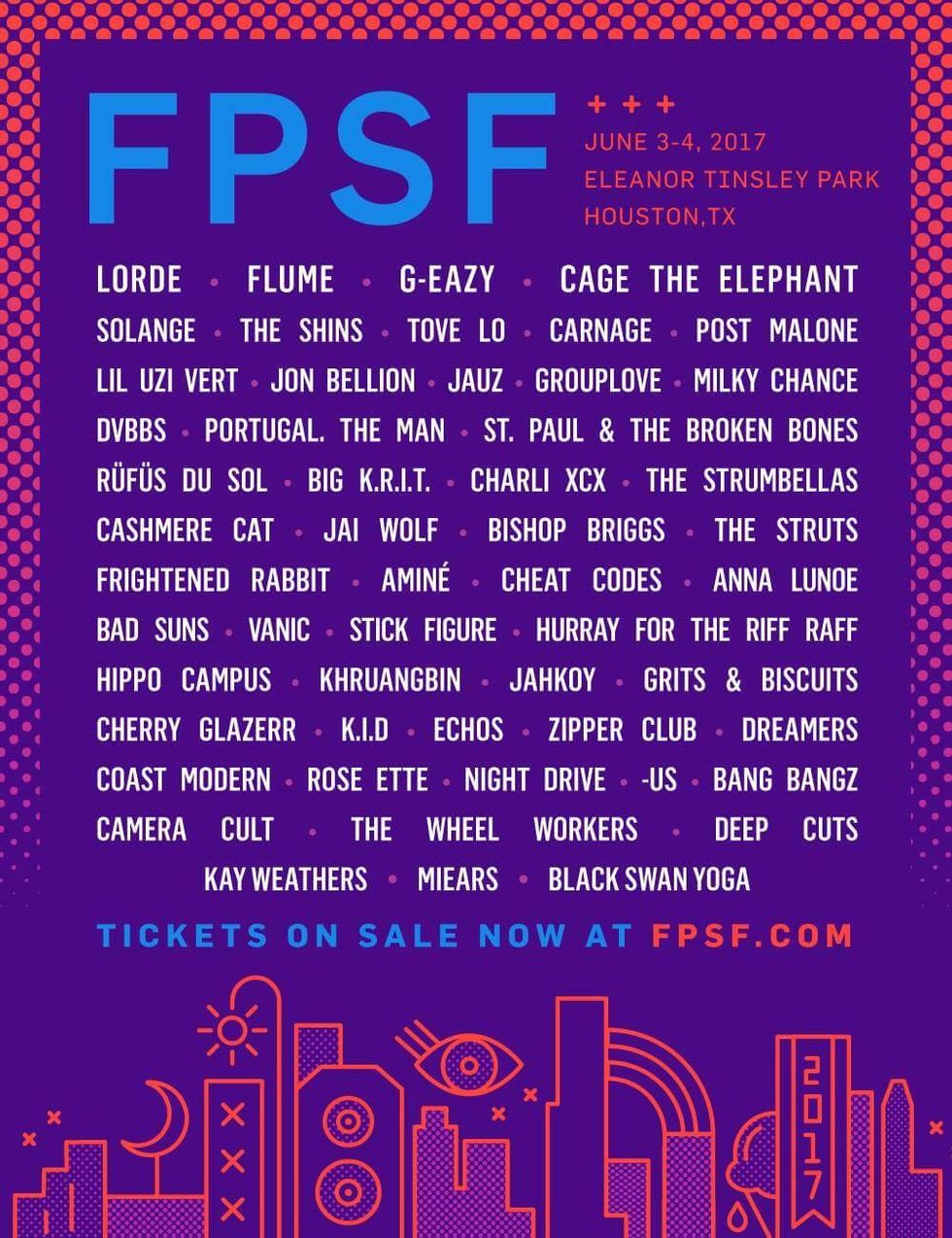 Houston, FPSF 2017 music lineup, Feb 2017, flyer