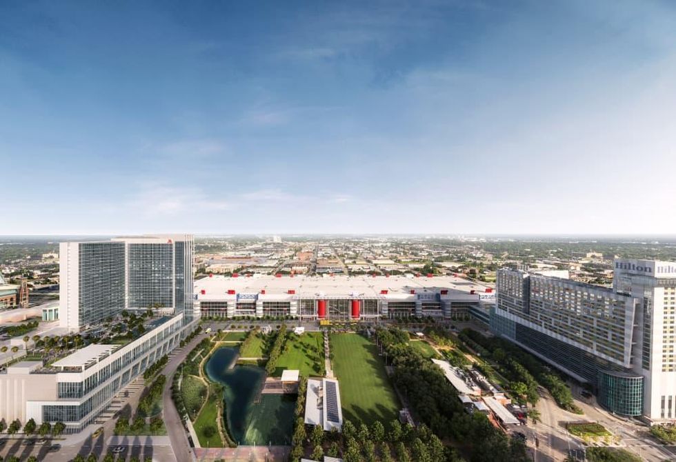 Houston, George R Brown revamp, September 2015, aerial view