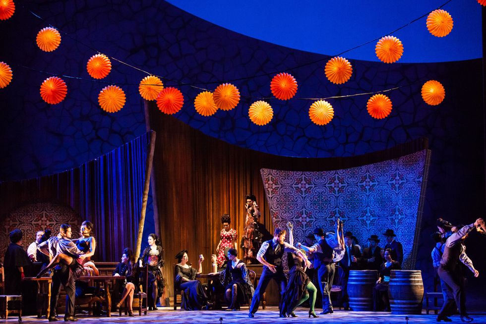 Houston Grand Opera Carmen Uliana Alexyuk as Frasquita, Carolyn Sproule as Mercedes, Ana Mar\u00eda Mart\u00ednez as Carmen April 2014