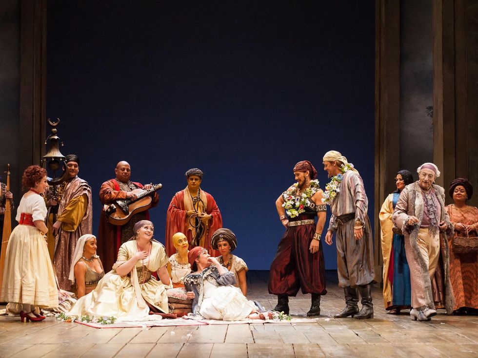 Houston Grand Opera Cosi fan tutte October 2014 Nuccia Focile as Despina, Rachel Willis-Sorensen as Fiordiligi, Melody Moore as Dorabella, Jacques Imbrailo as Guglielmo, Norman Reinhardt as Ferrando and Allesandro