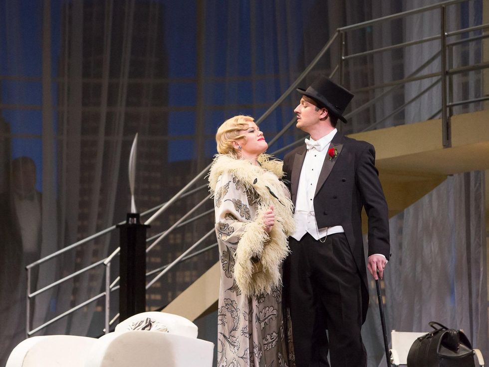 Houston Grand Opera Die Fledermaus October 2013 Wendy Bryn Harmer, Rosalinde; Liam Bonner, Gabriel Eisenstein