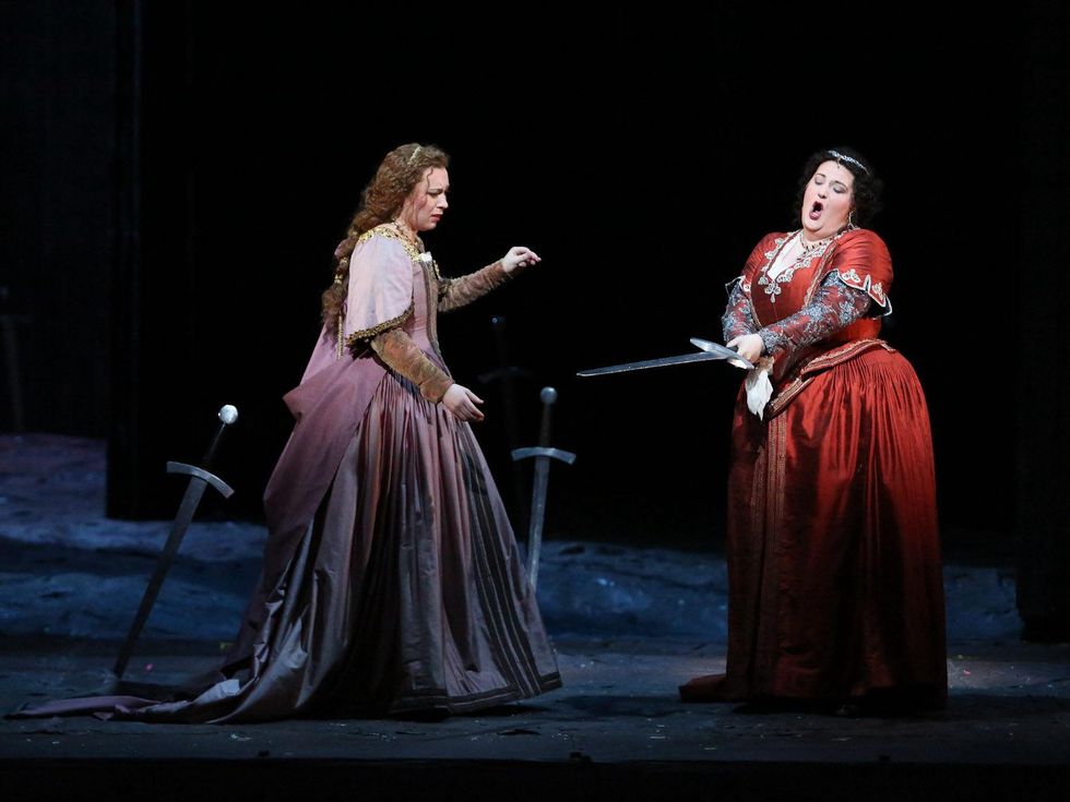 Houston Grand Opera Il trovatore April 2013 Natalya Romaniw as Ines and Tamara Wilson as Leonora
