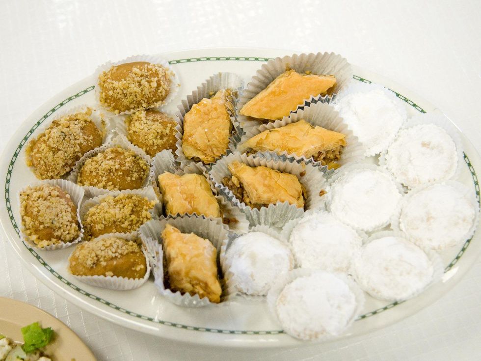 Houston Greek Festival tasting desserts