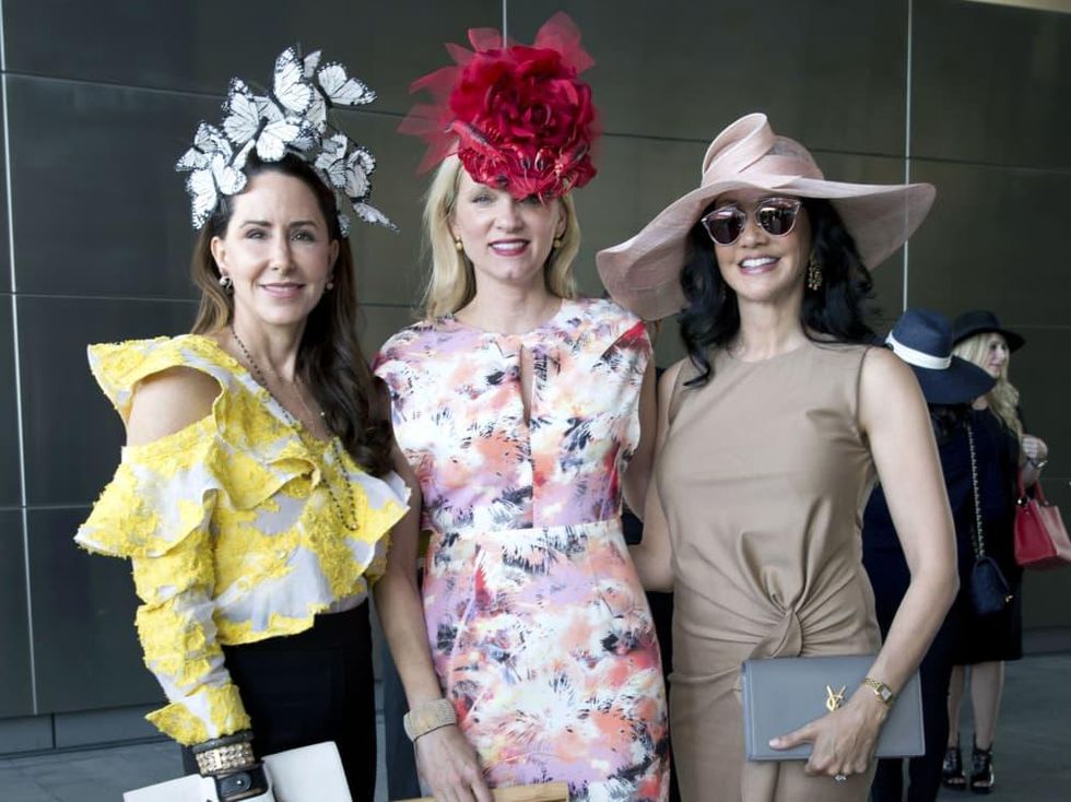 Houston, hats in the park, April 2017, Liz Glanville, Gretchen McFarland, Nancy Littlejohn.