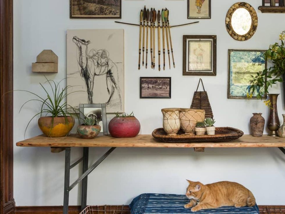 Houston, Houzz Bohemian-Chic Style Home for a New Family, June 2017, gallery wall