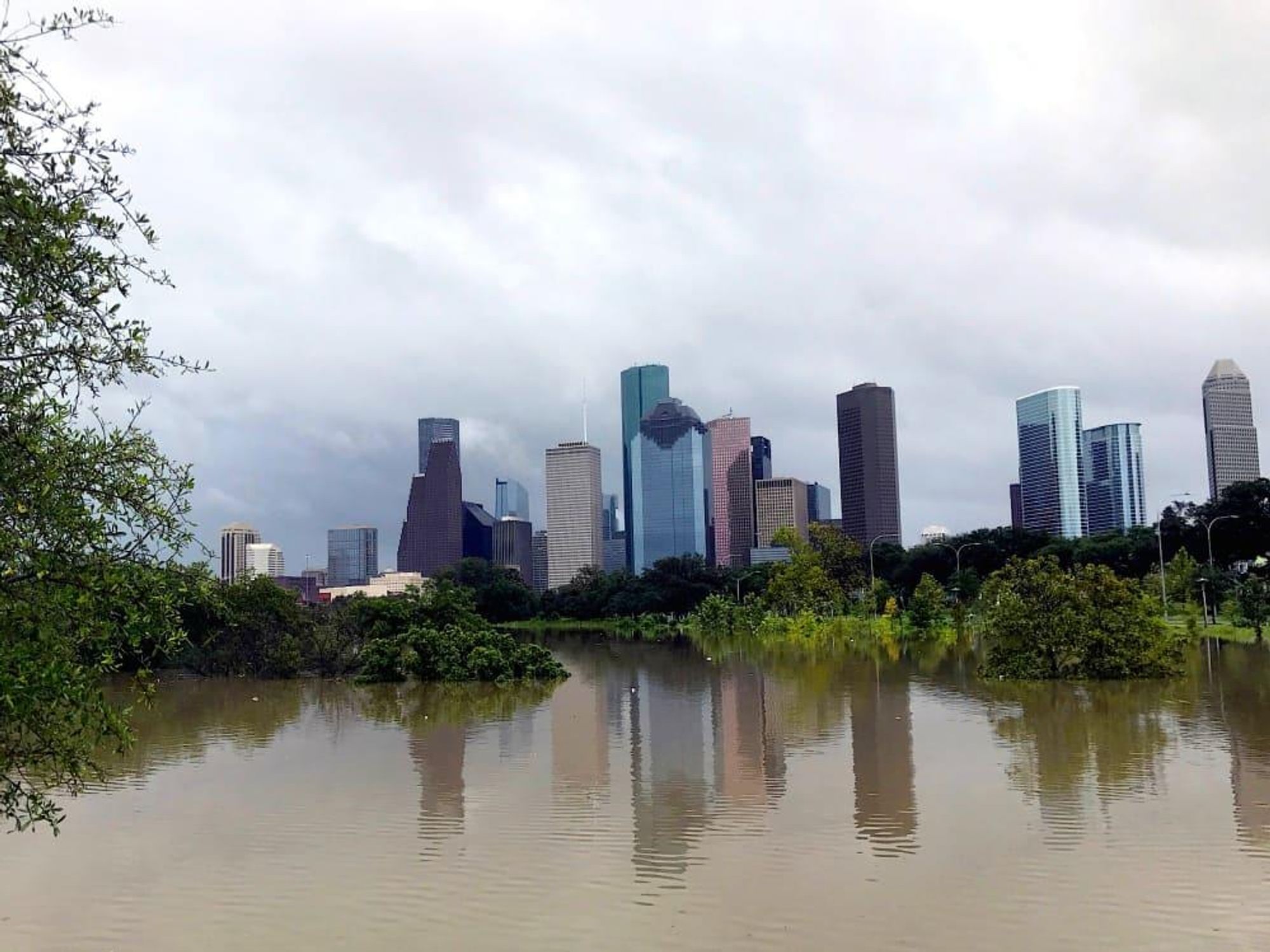 Houston, Hurricane Harvey, flood photos, Buffalo Bayou Park from Gillette St.
