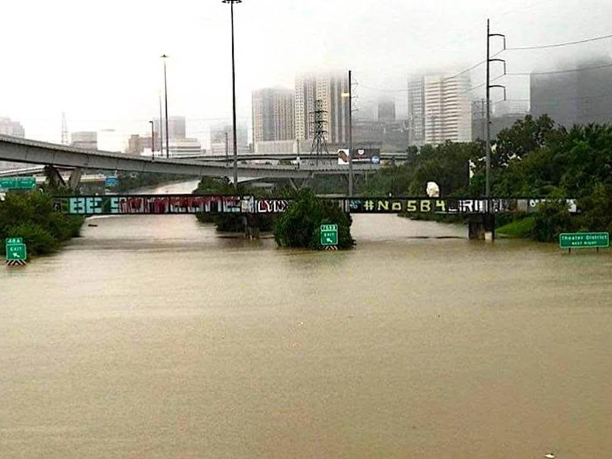 Houston, Hurricane Harvey, flood photos, Interstate I-45