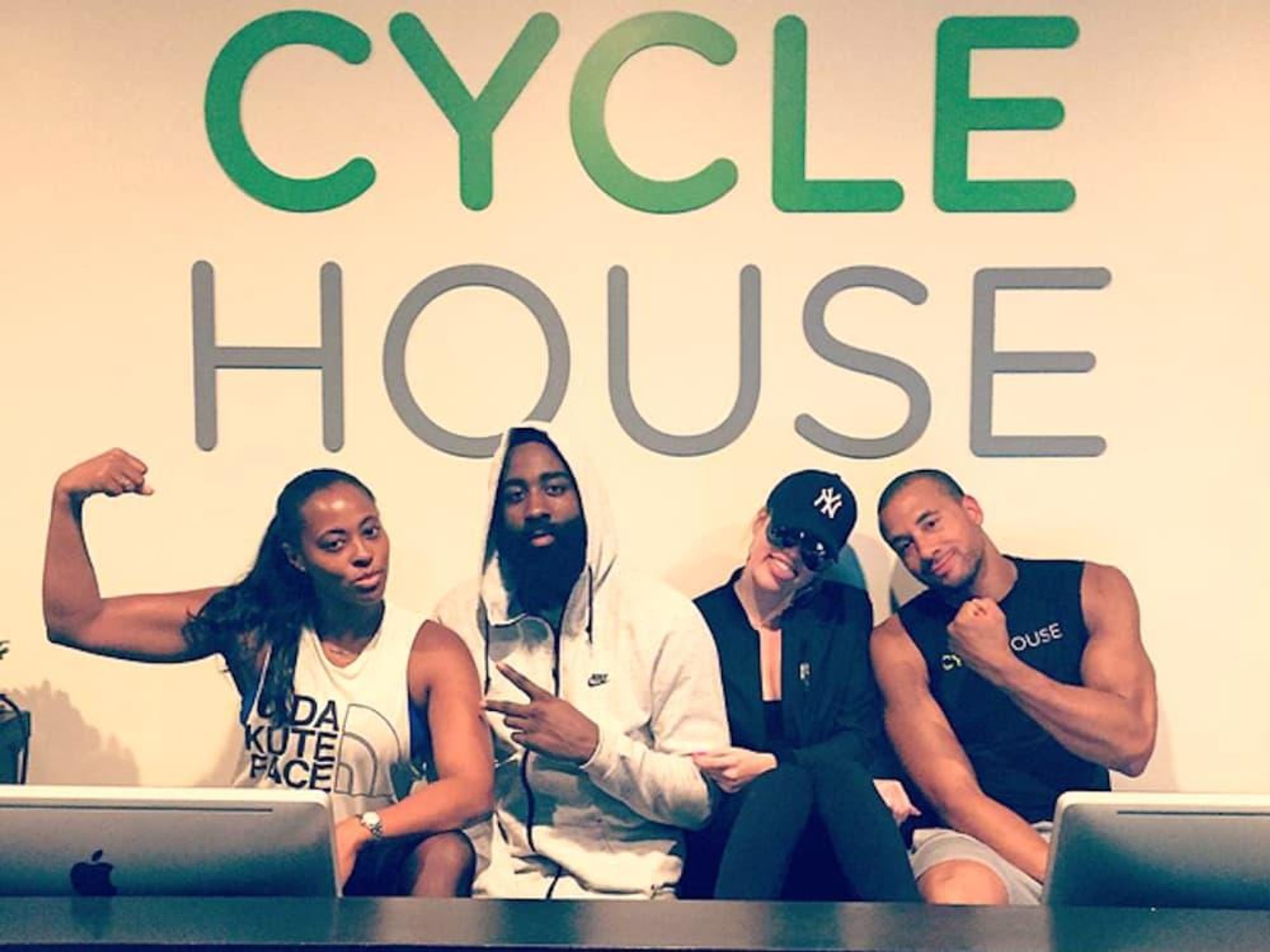 Houston, Khloe Kardashian and James Harden at Spin Class in LA, July 2015