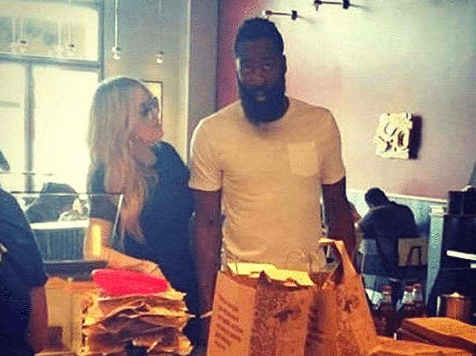Houston, Khloe Kardashian and James Harden, August 2015, Chipotle