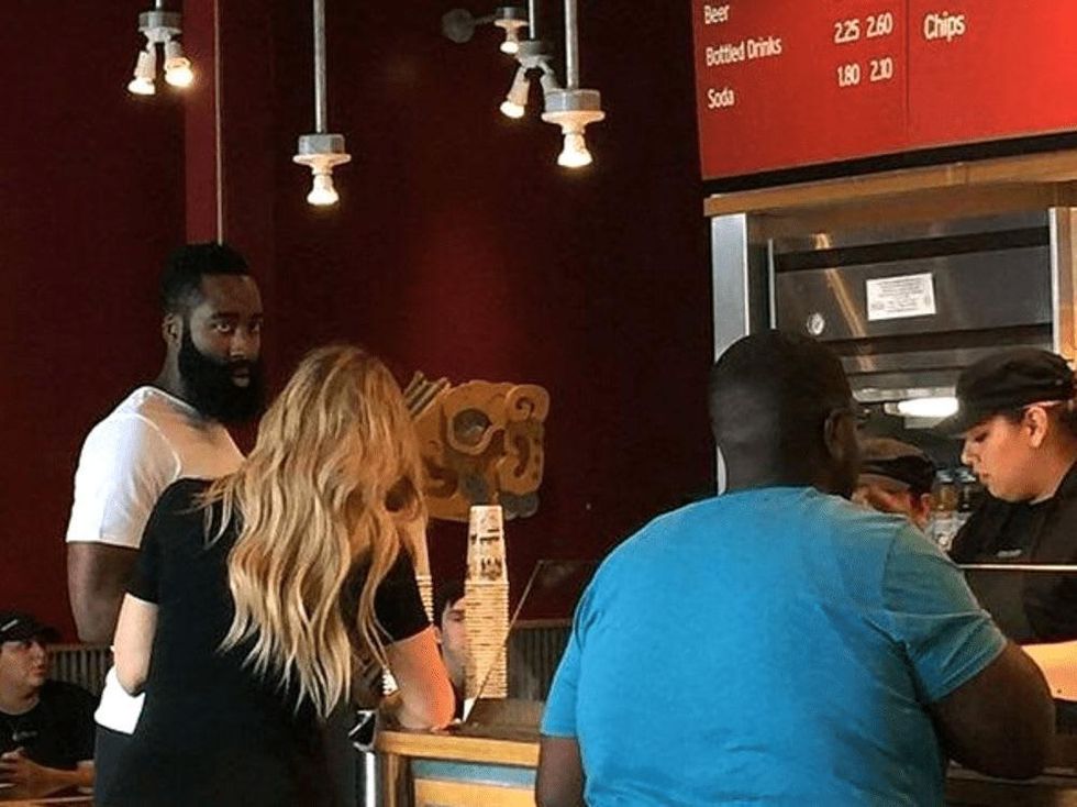 Houston, Khloe Kardashian and James Harden, August 2015, Chipotle