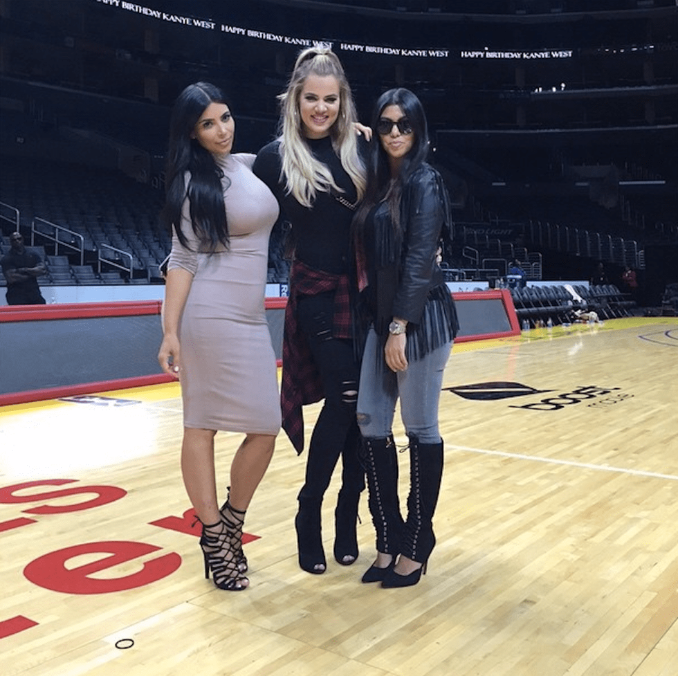 Houston, Kim Kardashian West, Khloe Kardashian, Kourtney Kardashian at Kanye West birthday at Staples, July 2015