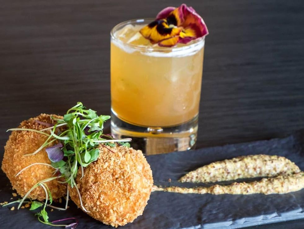 Houston_Kitchen 713_Feb 2017, boudin balls and Forbidden cocktail