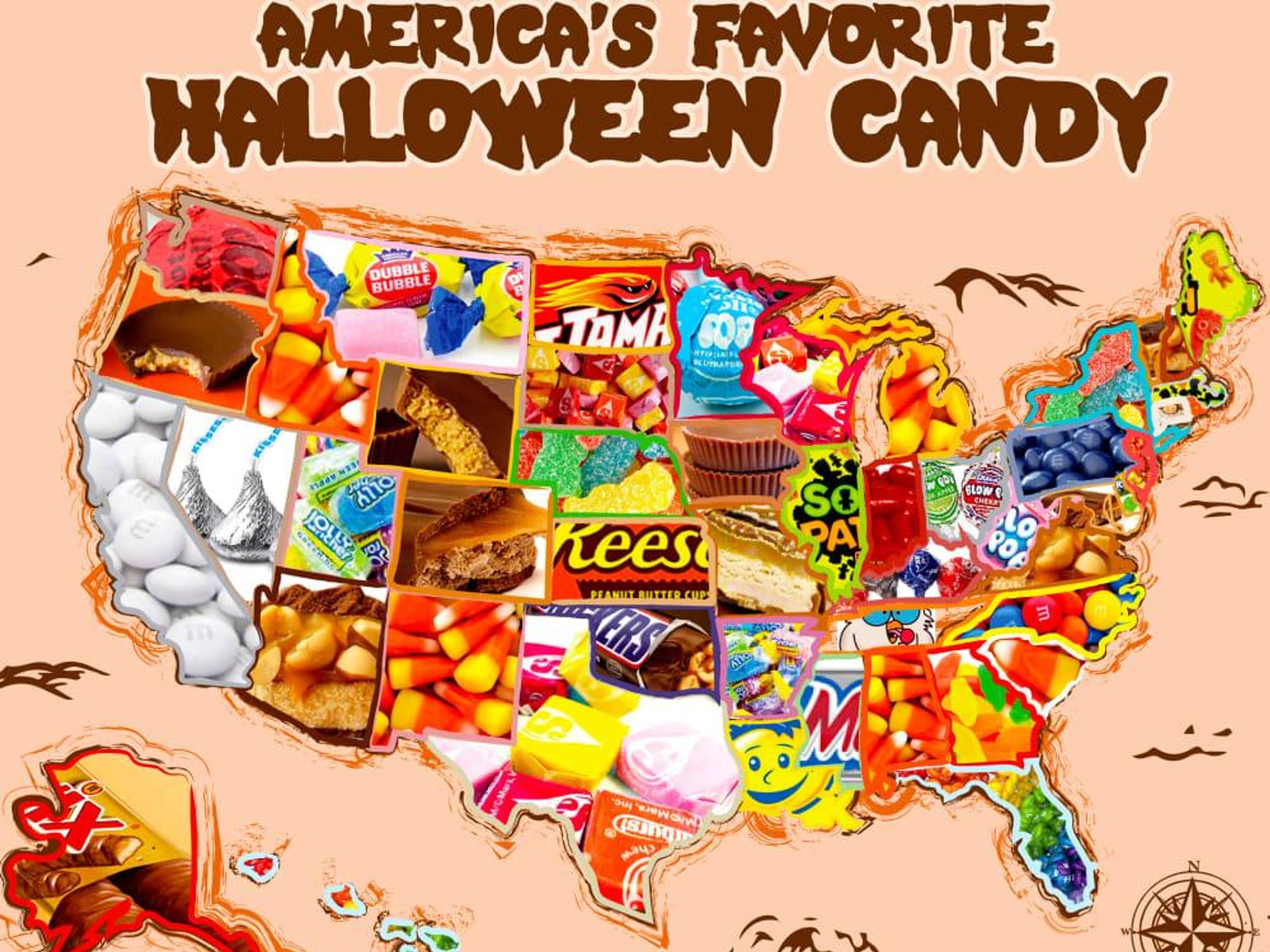 Houston, map of favorite Halloween candy by state, October 2017