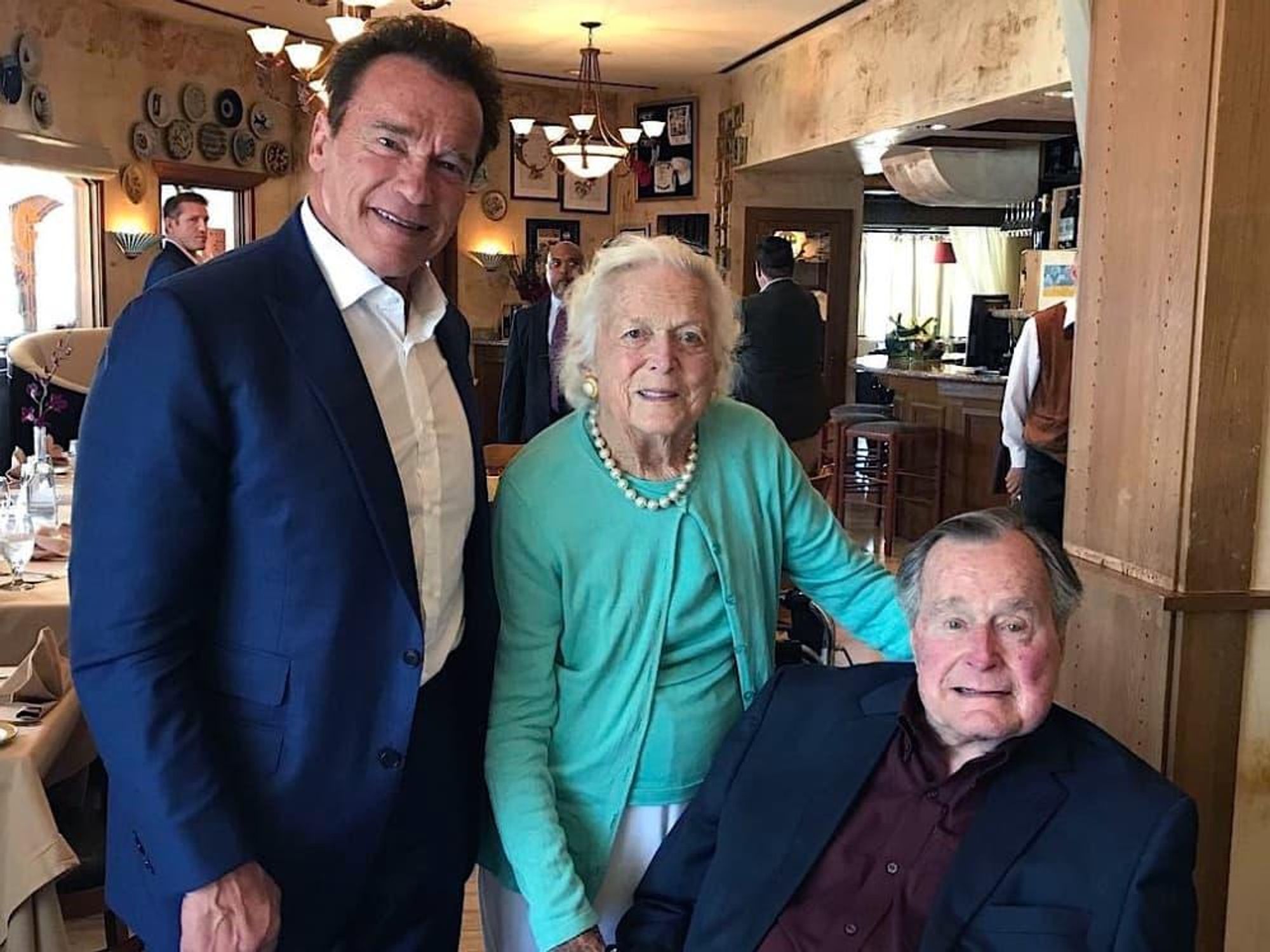 Houston_Marcy_Arnold Schwarzenegger, with George and Barbara Bush at Arcodoro