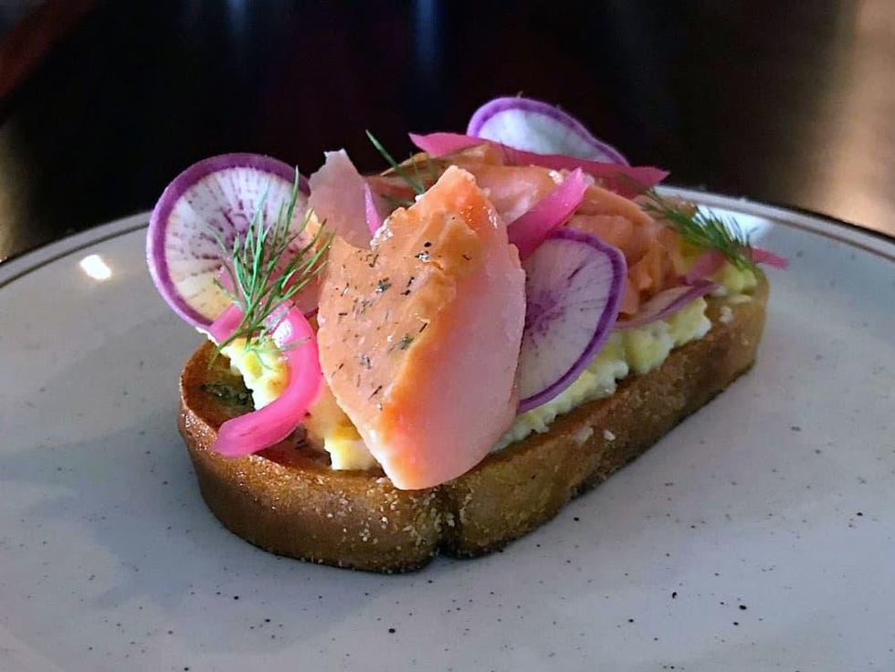 Houston, new happy hour deals, June 2017, Smoked salmon smorrebrod at Ship and Shield