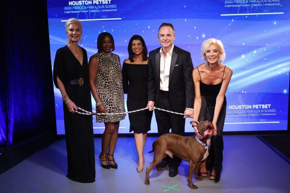 Houston PetSet Fierce Fabulous Soiree 2020 Tena Lundquist Faust, Deborah Duncan, Lisa Hernandez, Johnny Bravo Holloway, Tama Lundquist and Adoptable Dog Polo