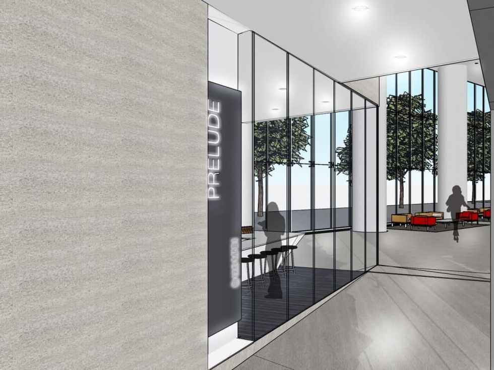 Houston, Prelude Coffee and Tea, Jan 2017, Prelude Coffee and Tea rendering from the outside hallway