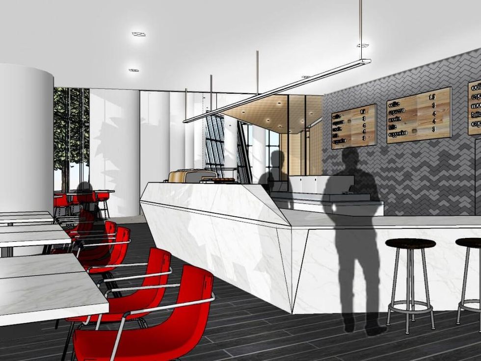 Houston, Prelude Coffee and Tea, Jan 2017, Prelude Coffee and Tea rendering of the rear of the shop