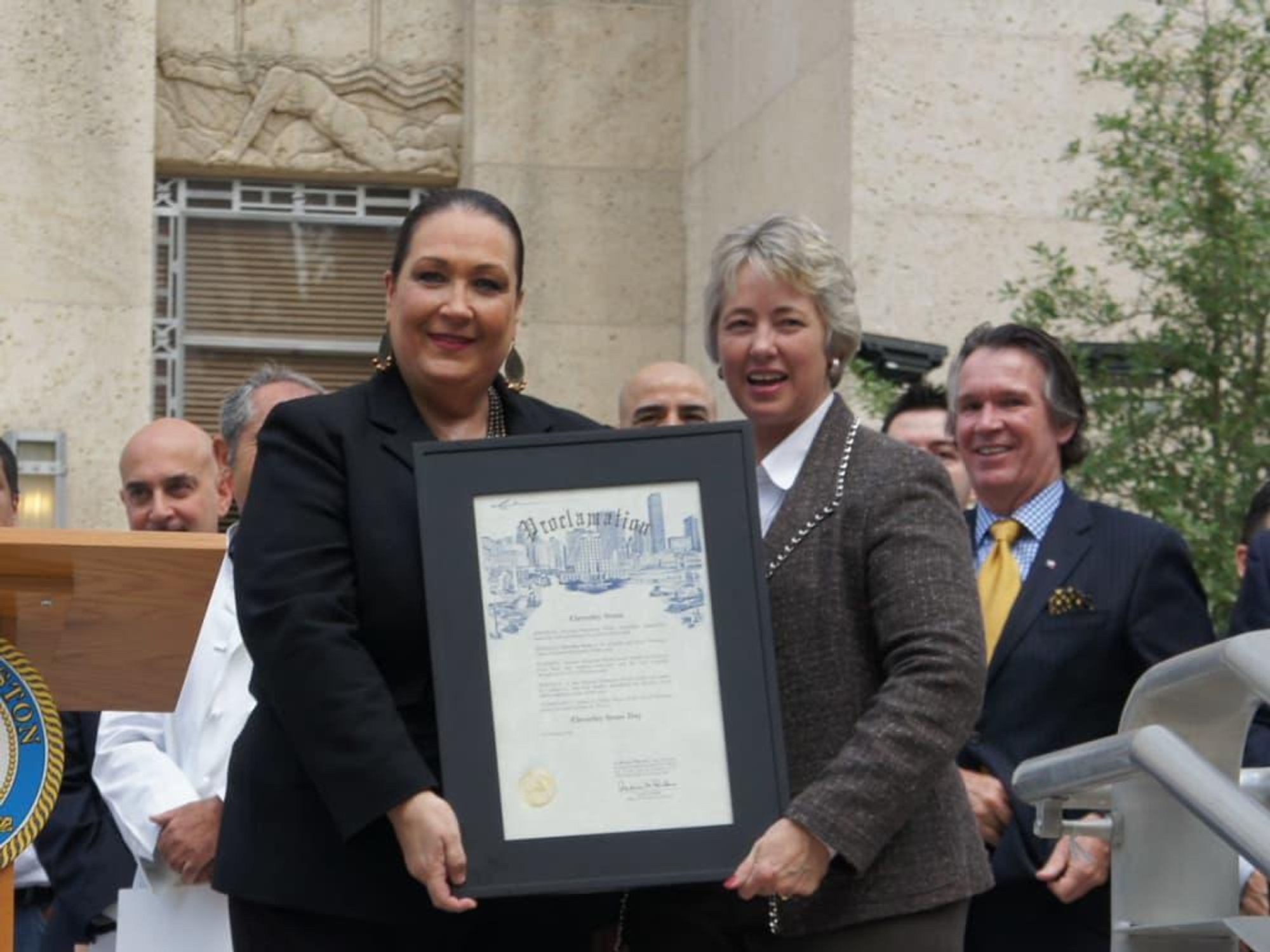 Houston Restaurant Weeks, check, Cleverly Stone, Mayor Annise Parker, October 2012